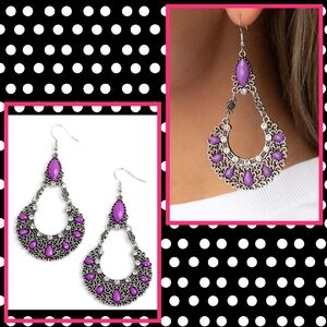 2/$10 Paparazzi Fluent in Florals - Purple Earrings